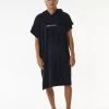 Rip Curl Logo Hooded Towel Poncho Black -Surf Gear Verkauf brand hooded towel pocho blk grey