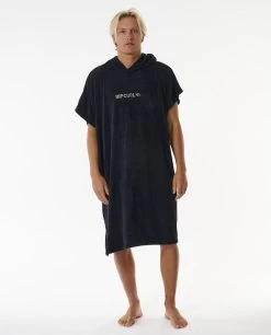 Rip Curl Logo Hooded Towel Poncho Black