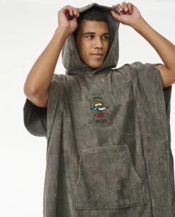 Rip Curl Logo Hooded Towel Poncho Grey